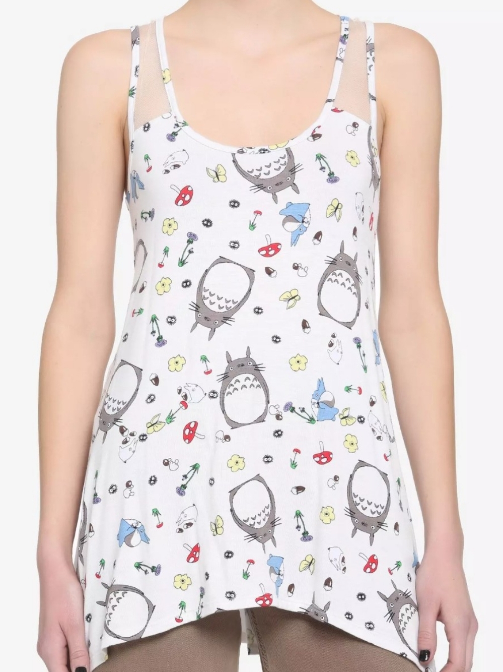 Studio Ghibli My Neighbor Totoro Floral Mesh Panel Tank Top 🌿 Medium (Teen)